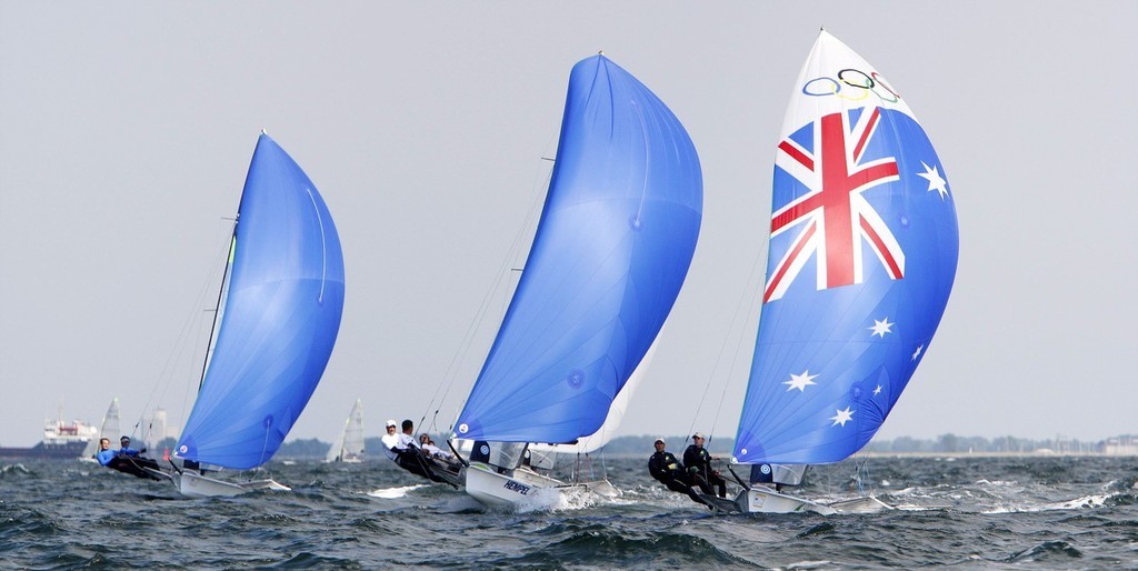 The Olympic 49er in flull flight on day 1 of Kieler Woche  © Herman Hell Kiel Week 2009